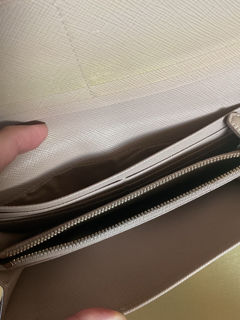 Prada Taupe Saffiano Leather Continental Wallet with Gold Logo - Picture 5 of 11